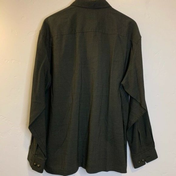 Mens Button Front Shirt Gray Long Sleeve - Picture 2 of 2